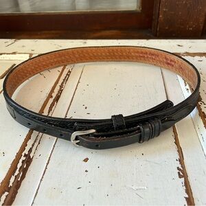 BRUSHY CREEK Black Full Grain Cowhide Leather Belt Chrome Buckle Men's Size 34